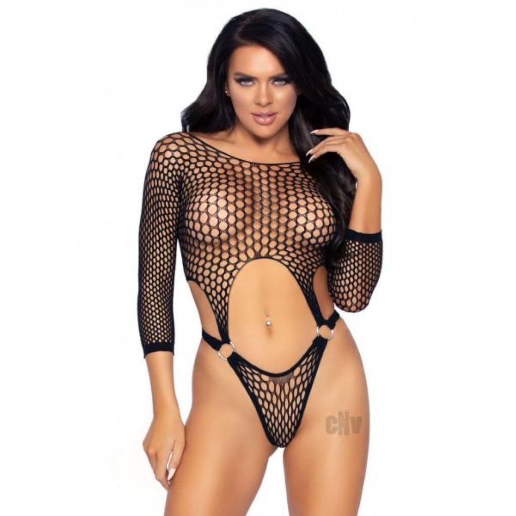 Long Sleeve Pothole Suit Thong Os Black - Leg Avenue Inc.