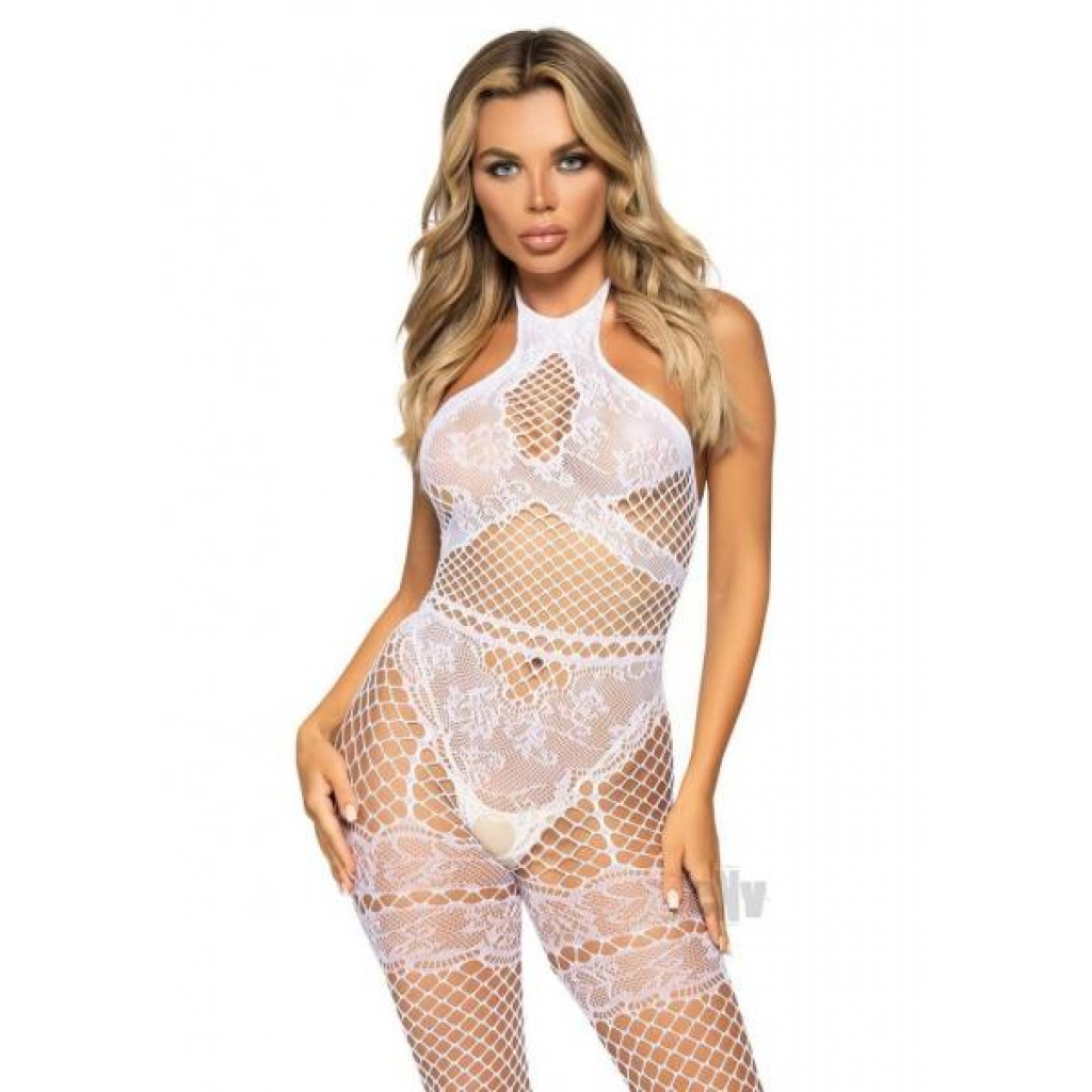 Seamless Net Halter Bodystocking - O/S White