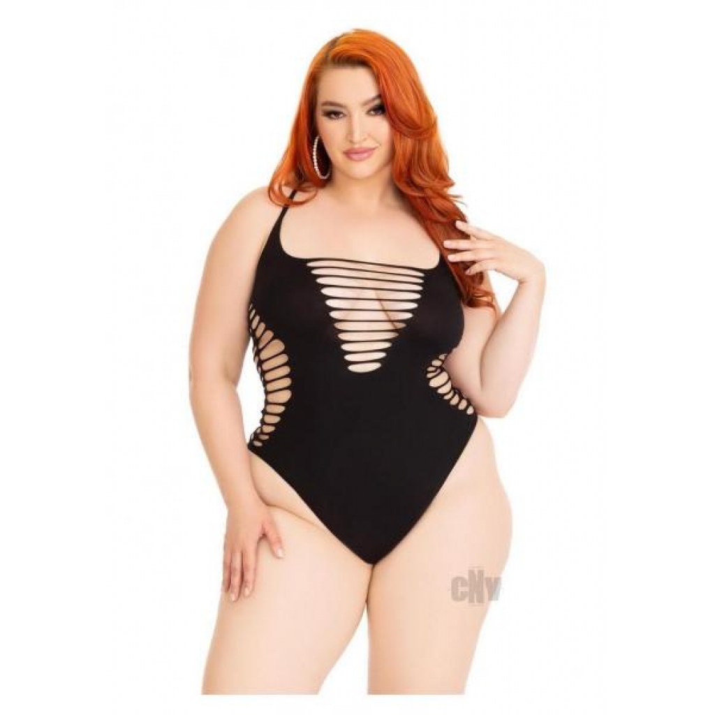 Seamless Shredded Racerback Thong Bodysuit