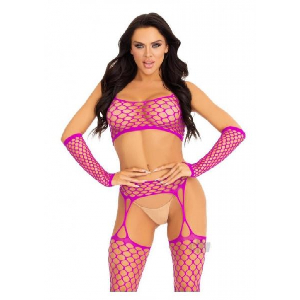 Net Crop Garter Stocking Gloves Os Fuch - Leg Avenue Inc.