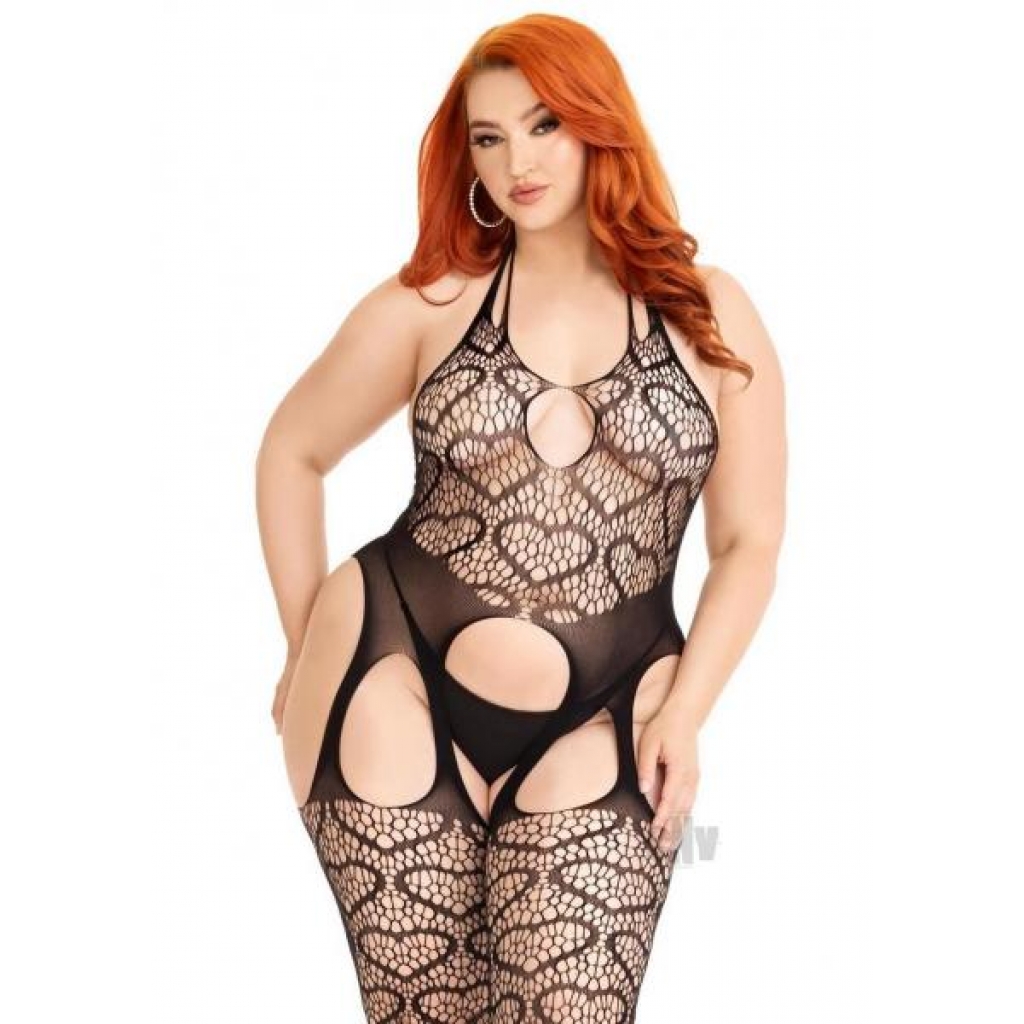 Seamless Heart Suspend Body 1x/2x Blk - Leg Avenue Inc.