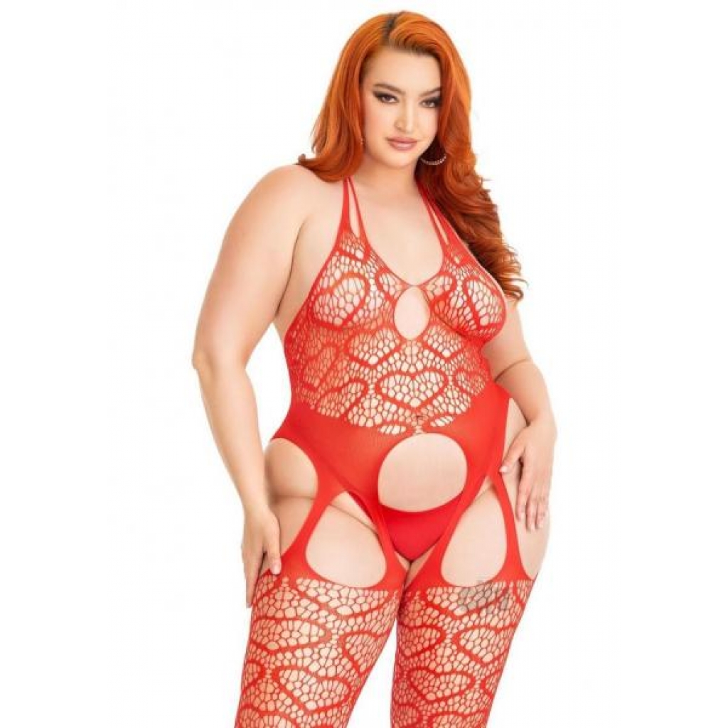 Seamless Heart Suspend Body 1x/2x Red - Leg Avenue Inc.