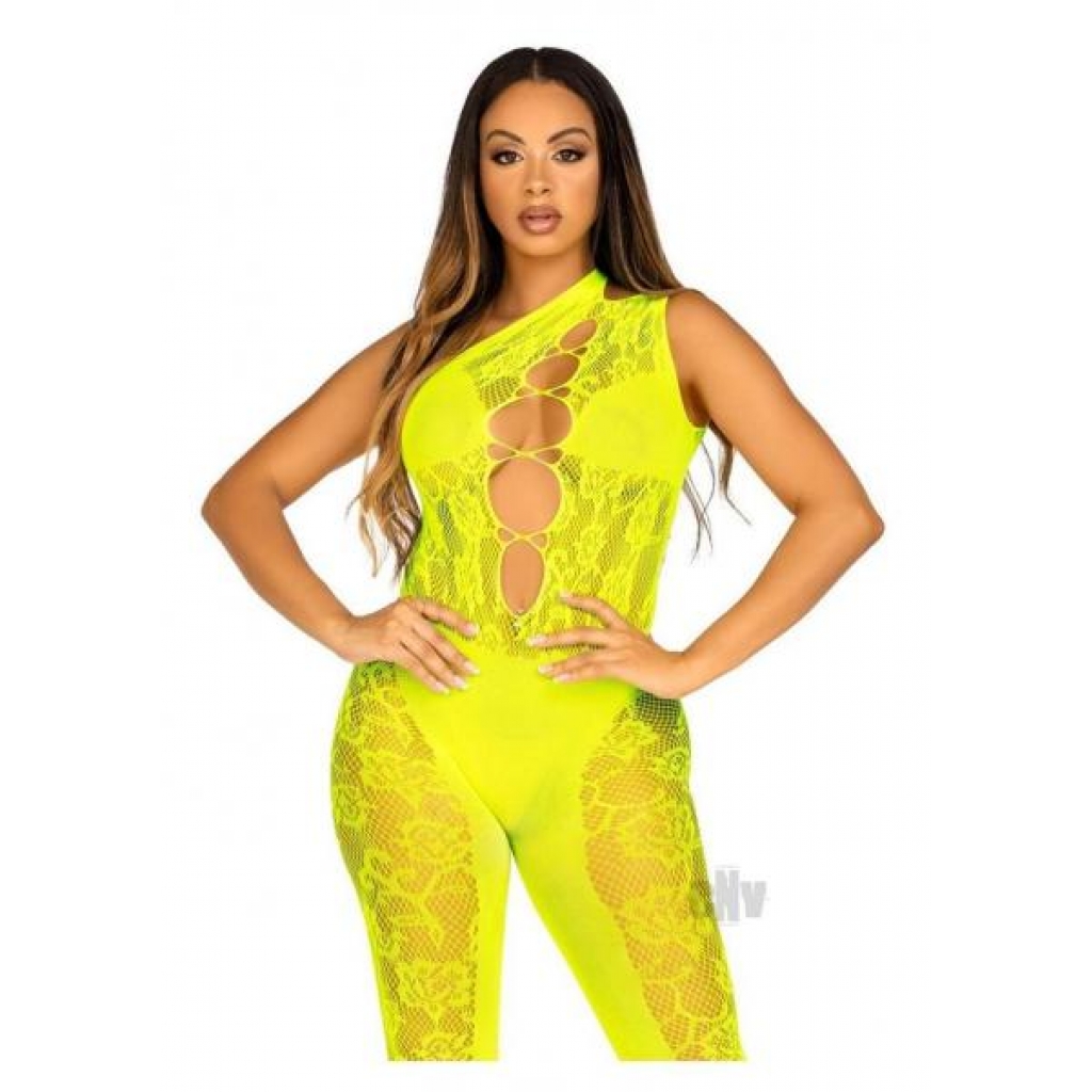 Floral Convert Footless Bodystocking - OS Yellow