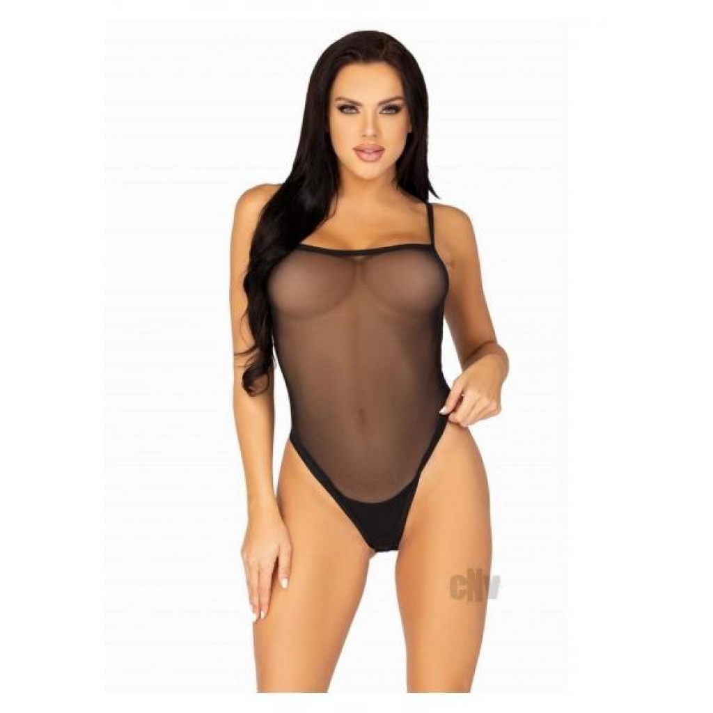 Snap Crotch Cami BodysuitThong - XL Black