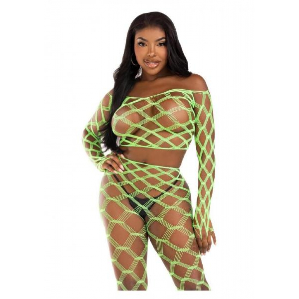 Hardcore Crop Footless Tights - Neon Green