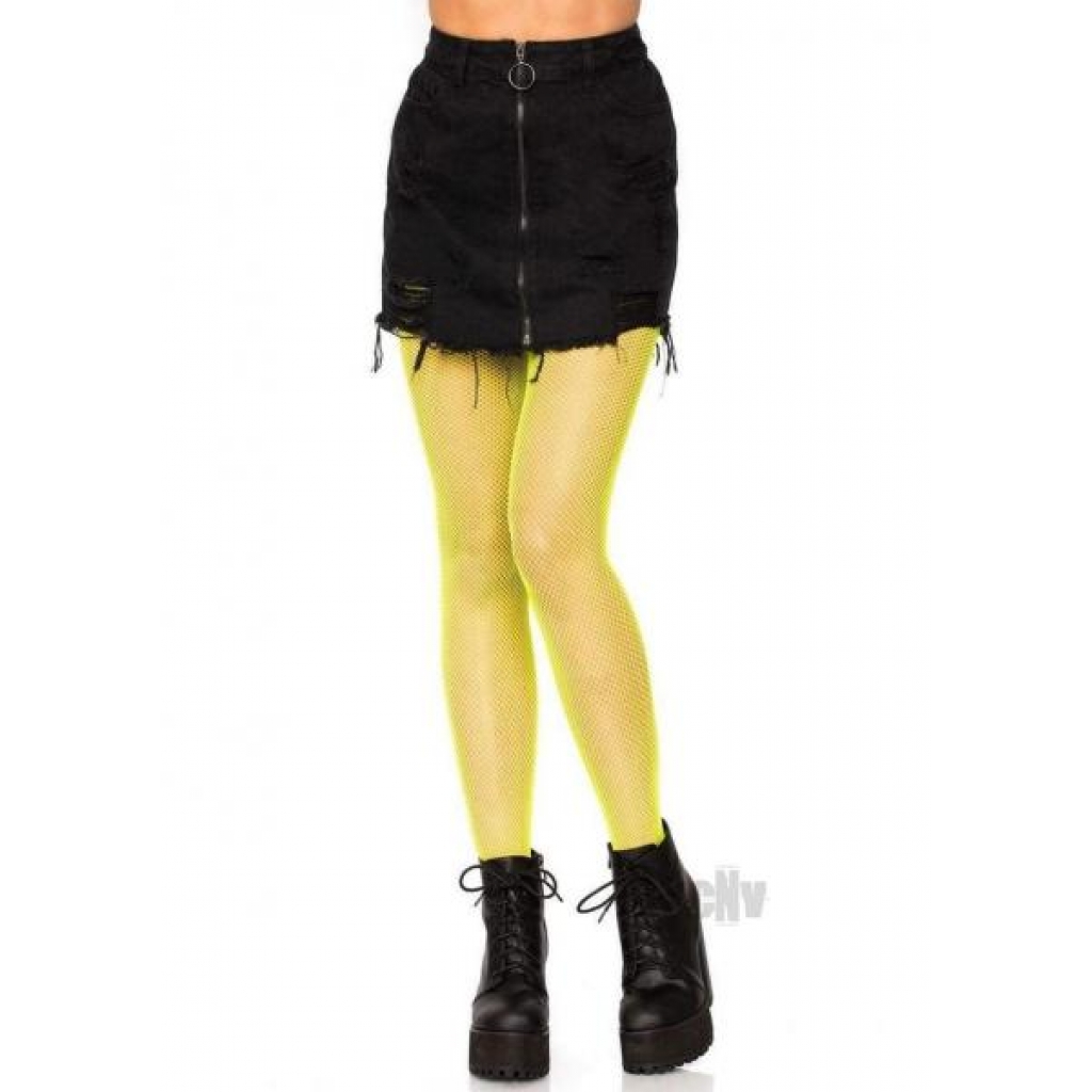 Nylon Fishnet Pantyhose - O/S Neon Yellow