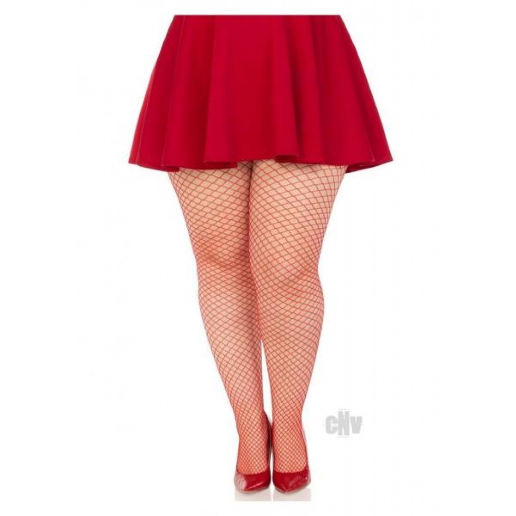 Spandex Industrial Net Tights - 1X-2X Red