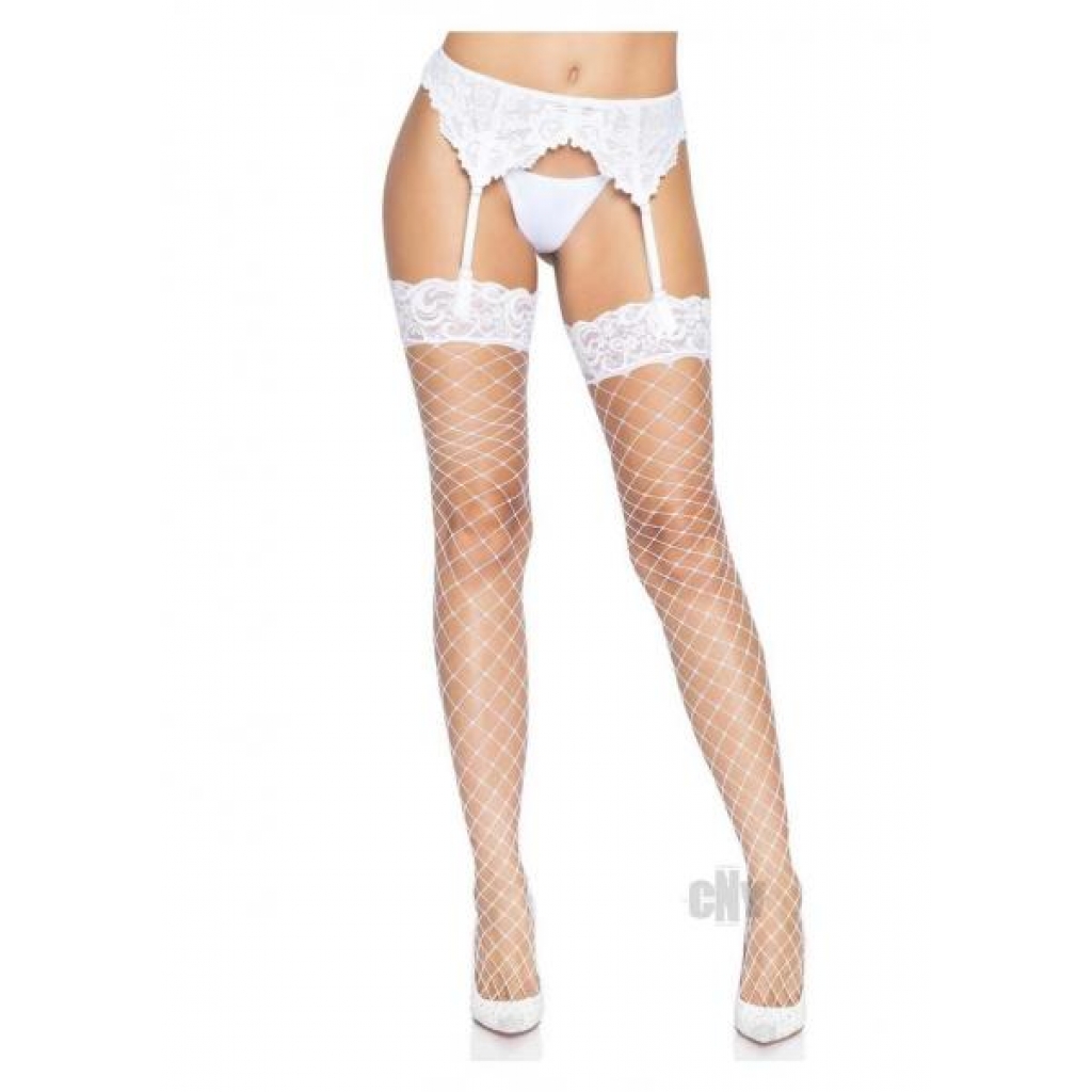 Fence Net Stocking Lace Top Os Wht - Leg Avenue Inc.