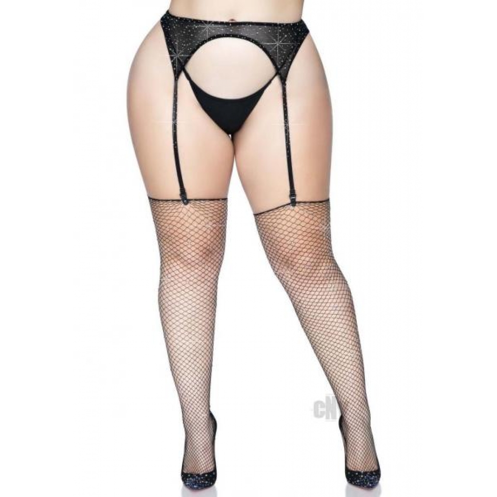 Rhinestone Fishnet Stockings 1x/2x Black - Leg Avenue Inc.