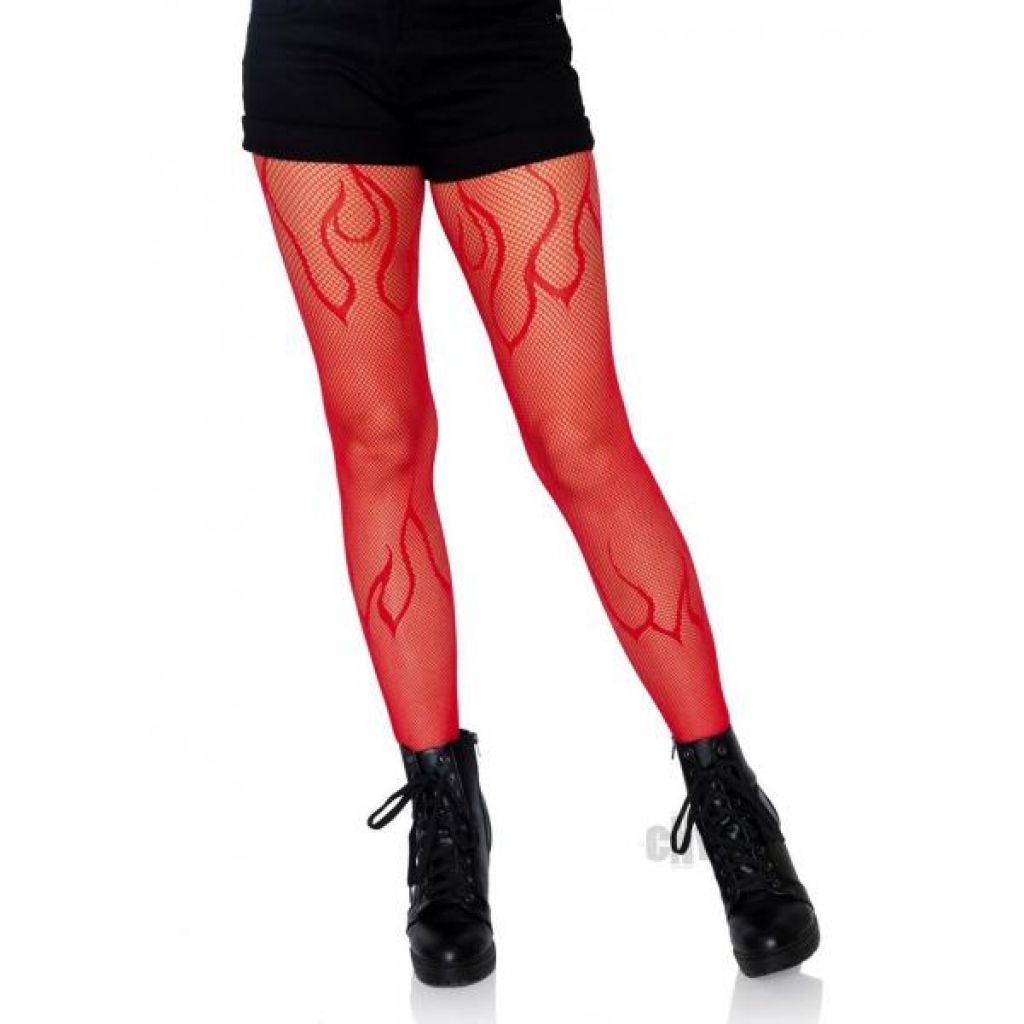 Flame Net Tights - Eye-Catching Red