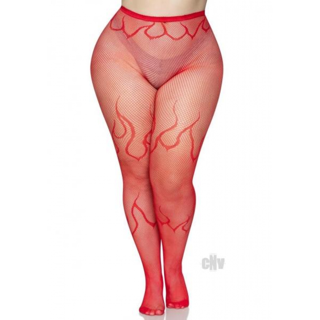 Flame Net Tights 1x/2x Red - Leg Avenue Inc.