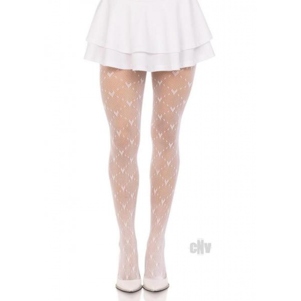 Love Struck Heart Net Tights Os Wht - Leg Avenue Inc.