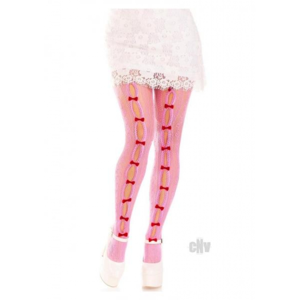 Sweetheart Stripe Tights Key Bow Os Pnk - Leg Avenue Inc.