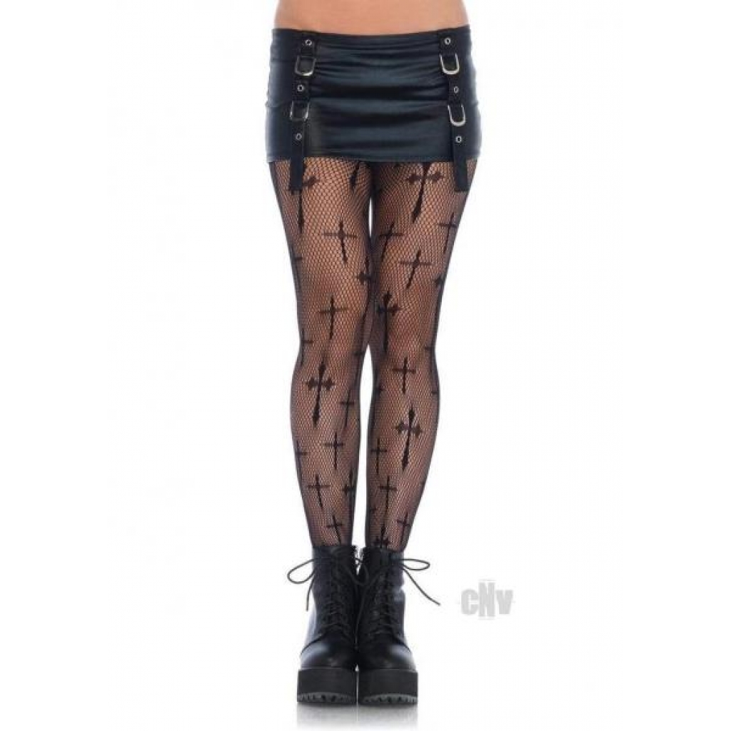 Worship Me Cross Net Tights Black - Leg Avenue Inc.