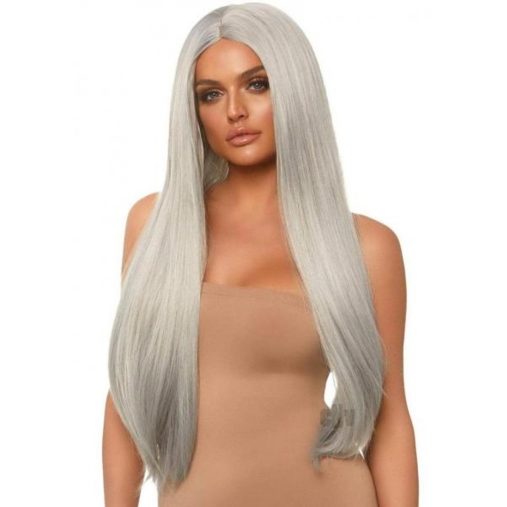 Long Straight Center Part Wig - One Size Grey