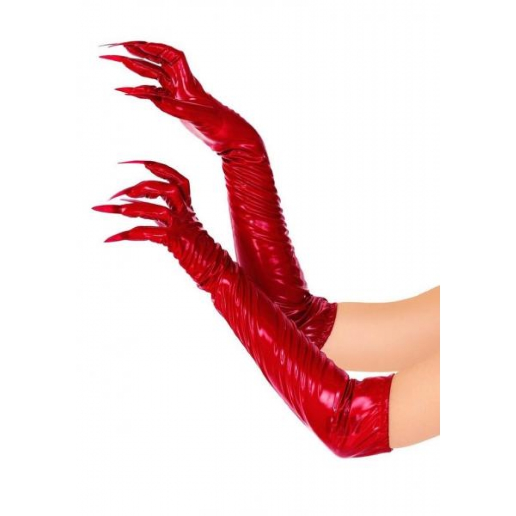 Vinyl Claw Gloves - Small Red