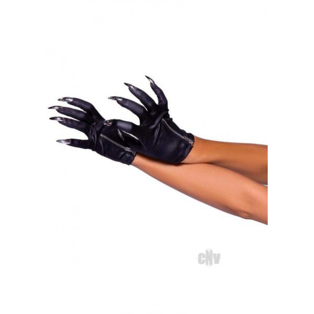 Zip Up Claws Gloves - Edgy Leather Gloves