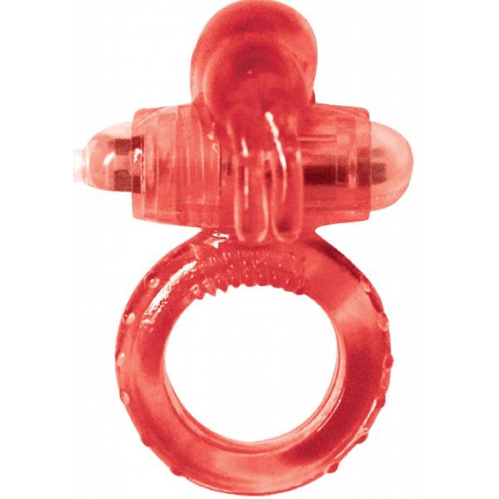 Clit Buddy 2 Rockin Rabbit Cock Ring Red - Nasstoys