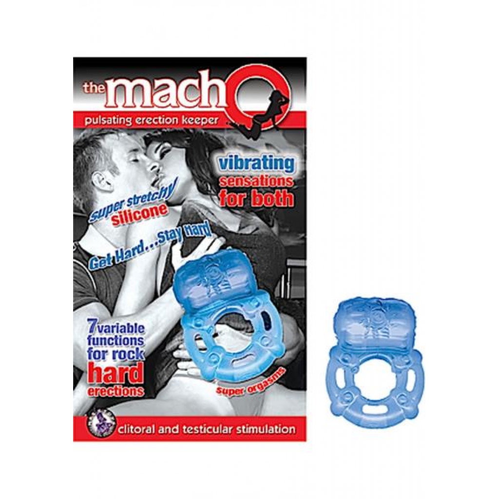 The Macho Erection Keeper 7 Function Vibrating Cockring Blue - Nasstoys