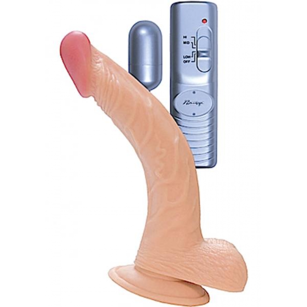 All American Whopper 8 inches Curved Vibrating Dong, Balls Beige - Nasstoys