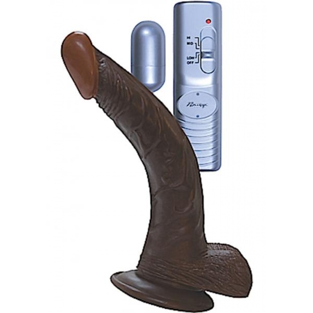 All American Whopper: 8 Inches Curved Vibrating Dong with Balls - Brown