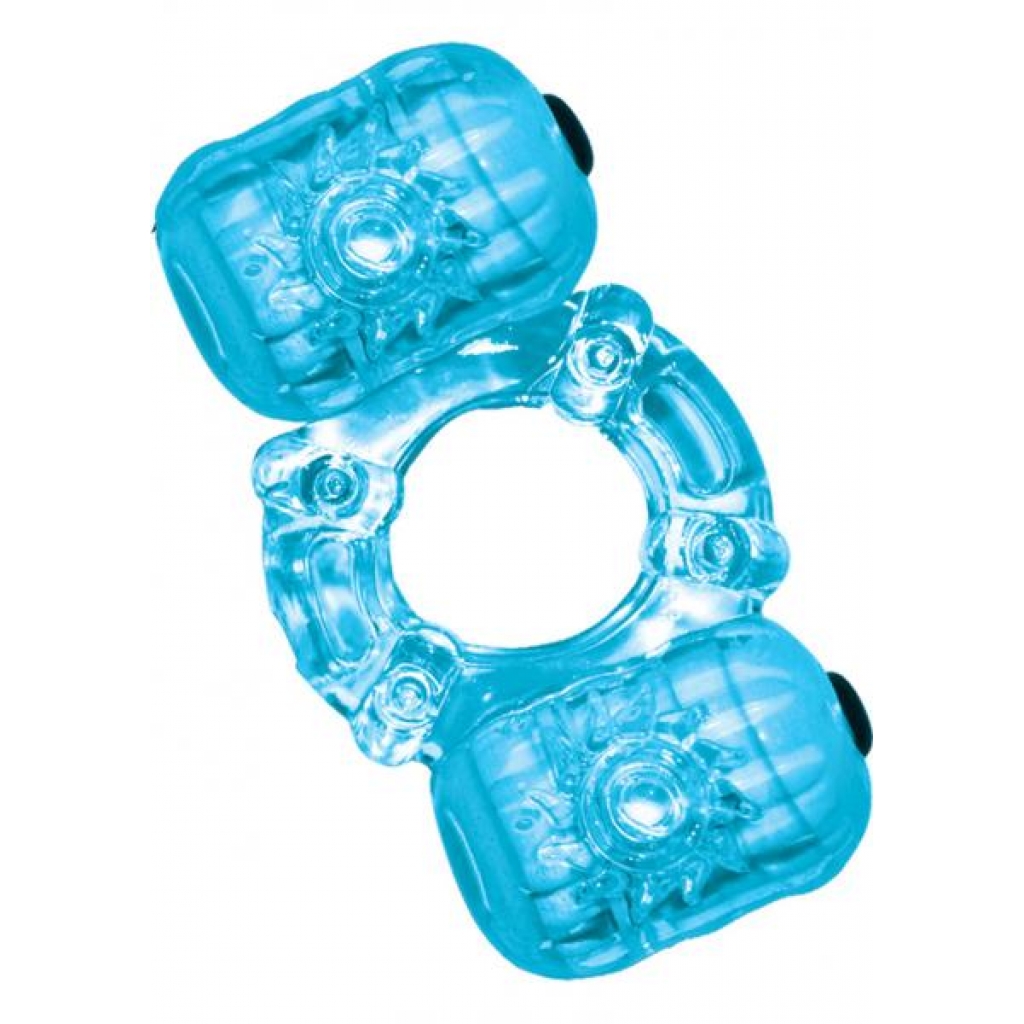 Hero Double Pleaser Teaser Cock Ring Waterproof Blue - Nasstoys