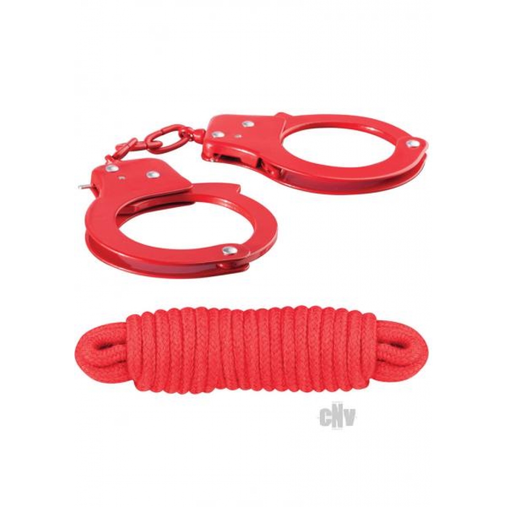 Metal Cuffs with Keys & Love Rope Red - Nasstoys