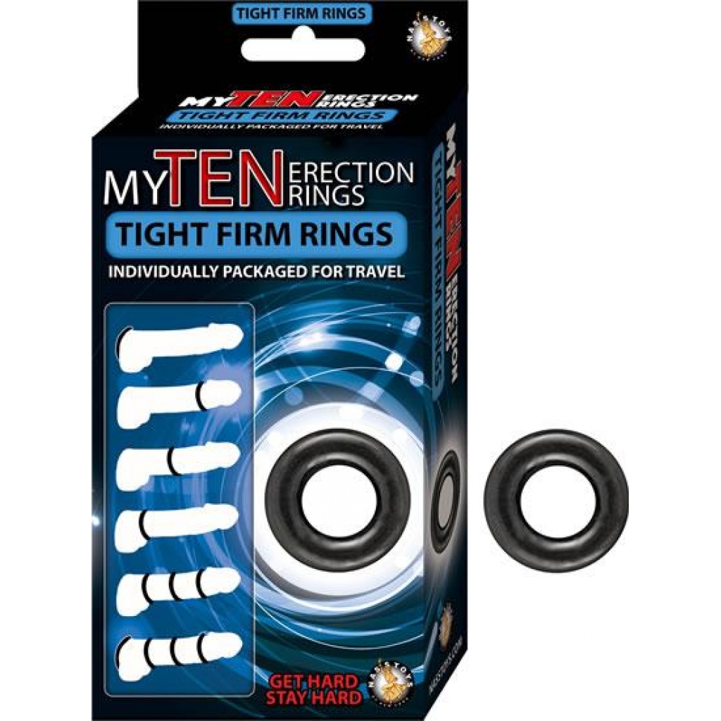 My Ten Erection Rings Tight Firm Rings Black - Nasstoys