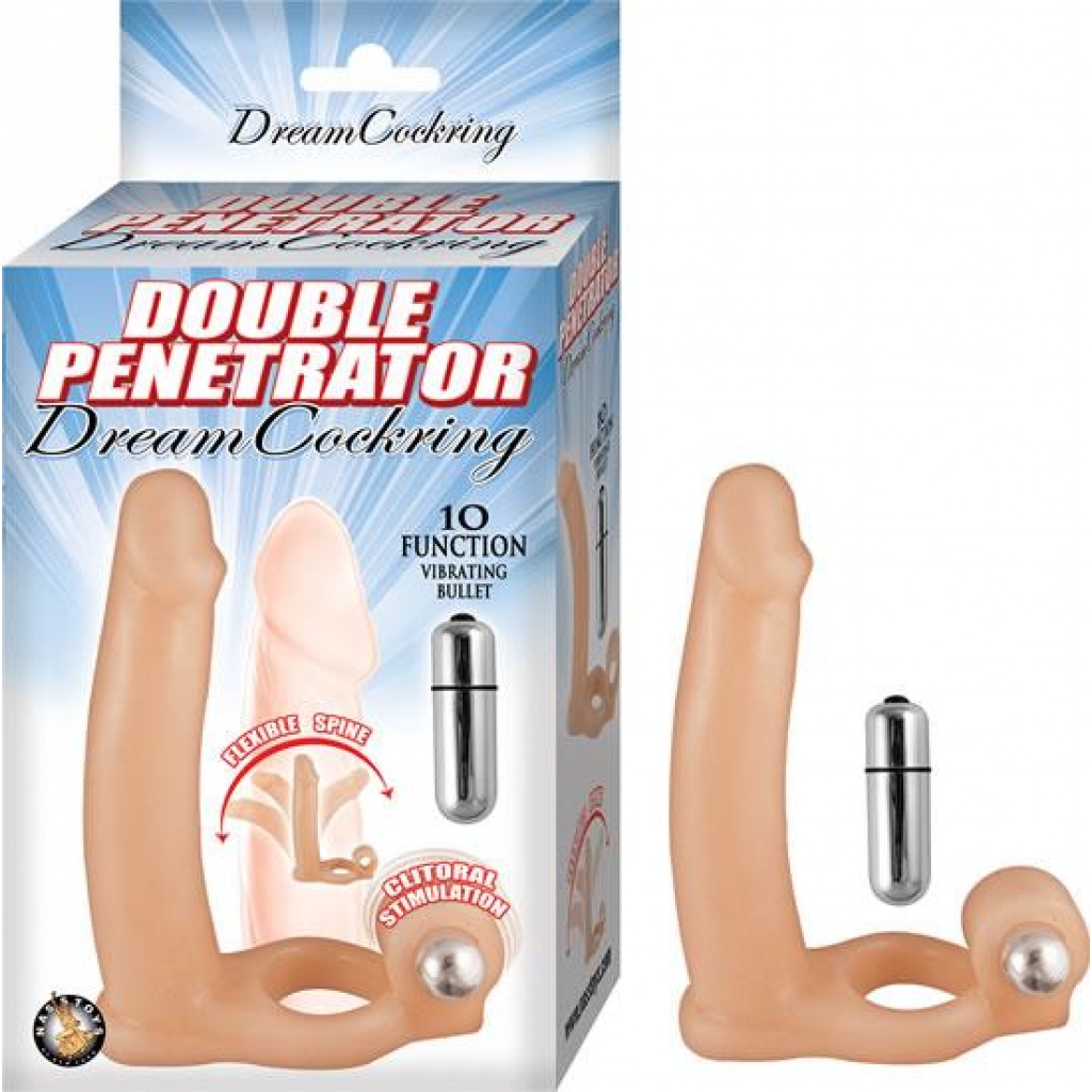 Double Penetrator Dream Cockring Beige - Nasstoys