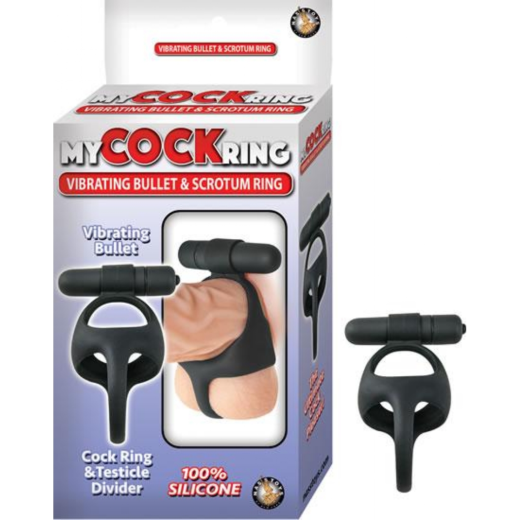 My Cock Ring Vibe Bullet Scrotum Ring Black - Nasstoys