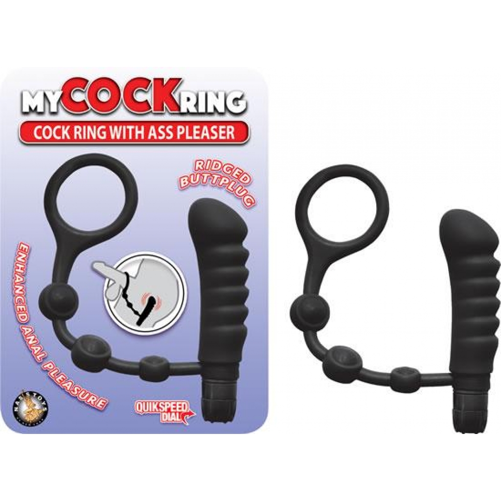 My Cockring With Ass Pleaser Black - Nasstoys