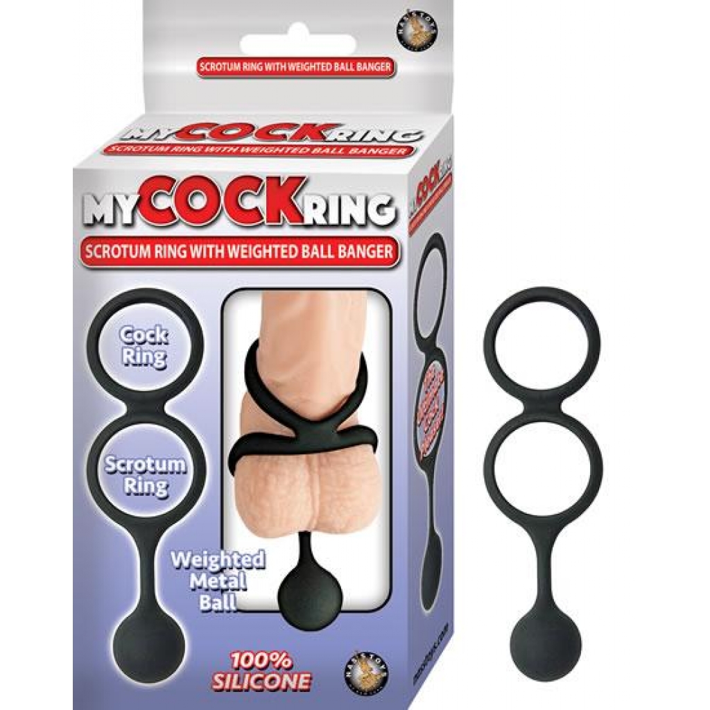 My Cockring Scrotum Ring With Weighted Ball Black - Nasstoys