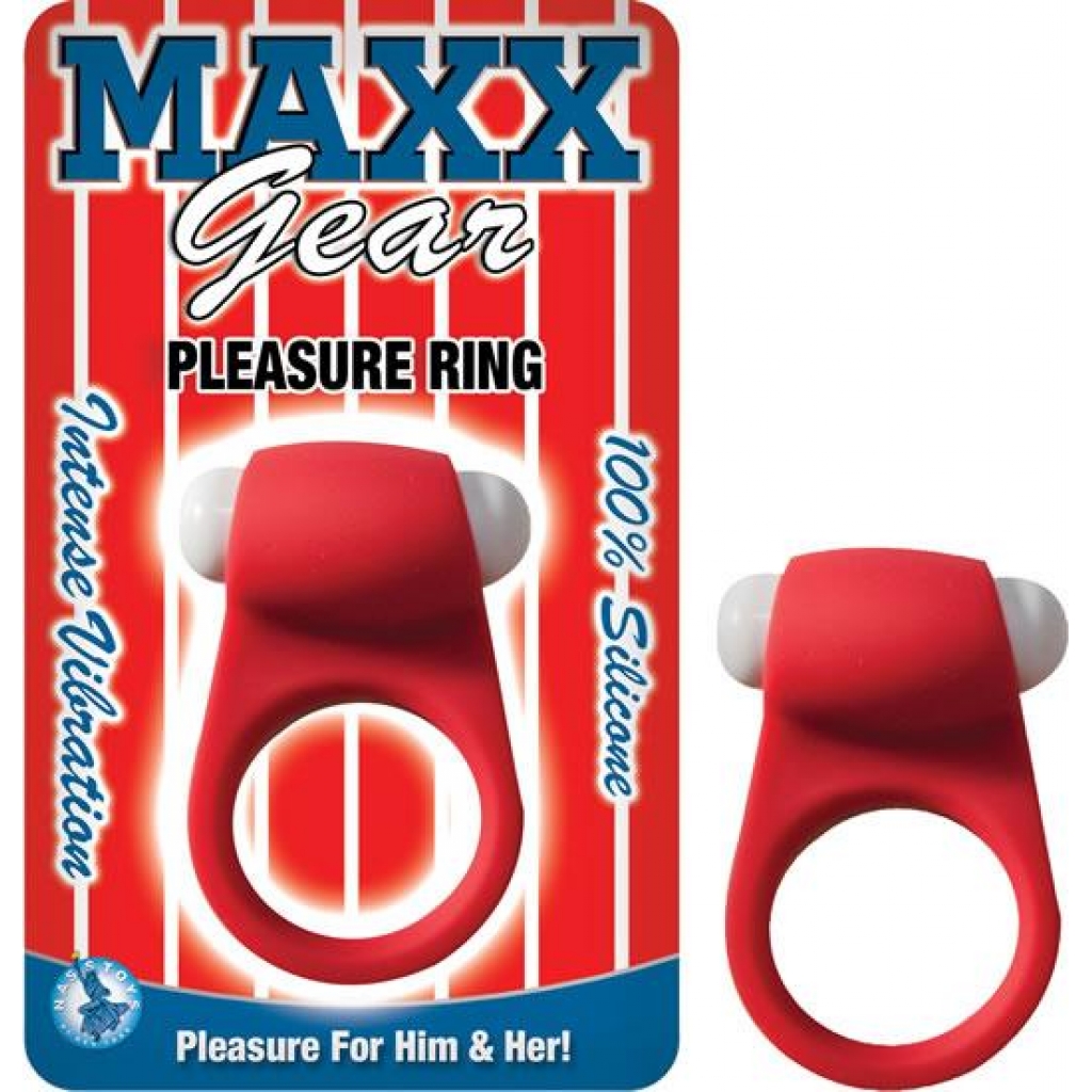 Maxx Gear Pleasure Ring Red Vibrating Cockring - Nasstoys