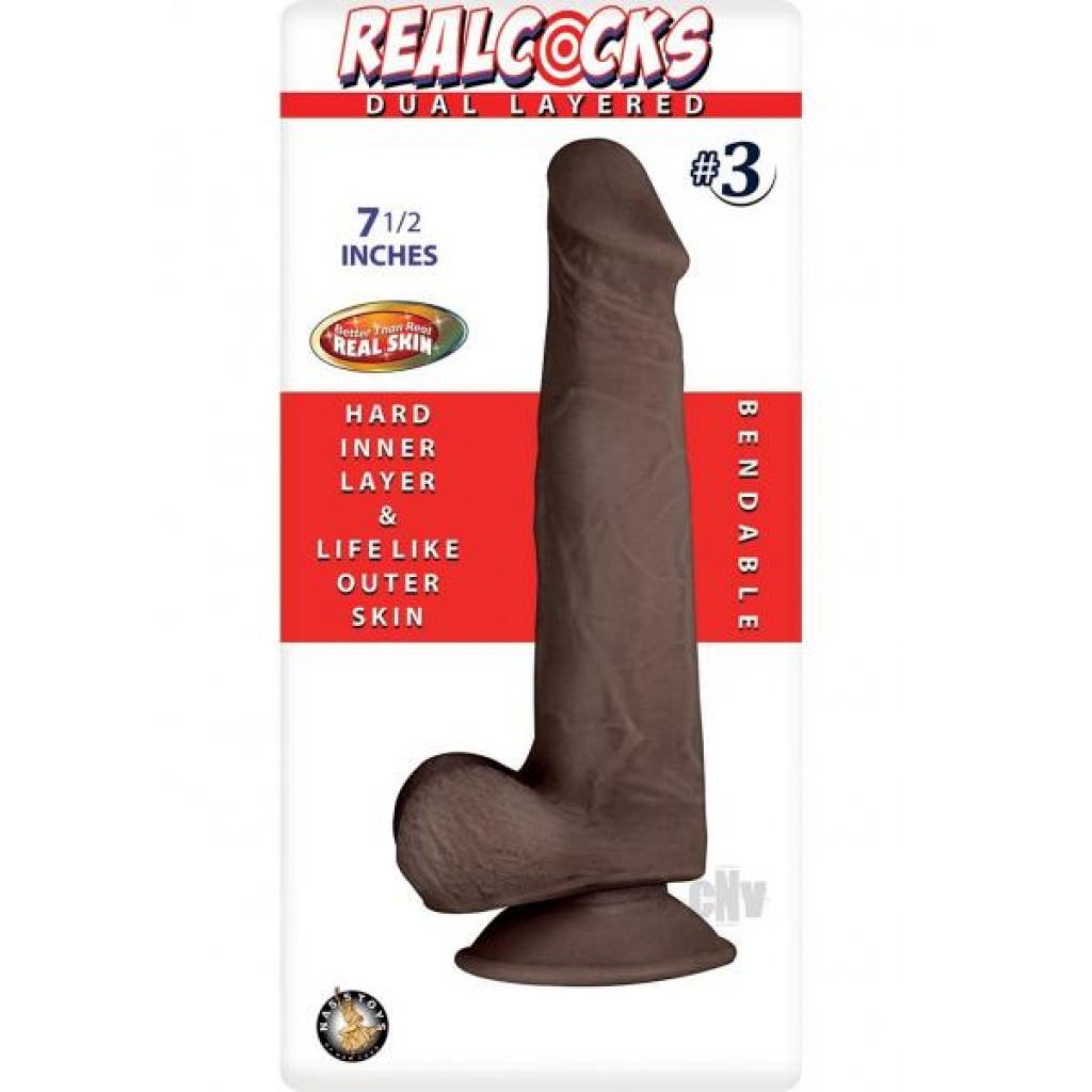 Realcocks Dual Layered Dildo - Dark Brown