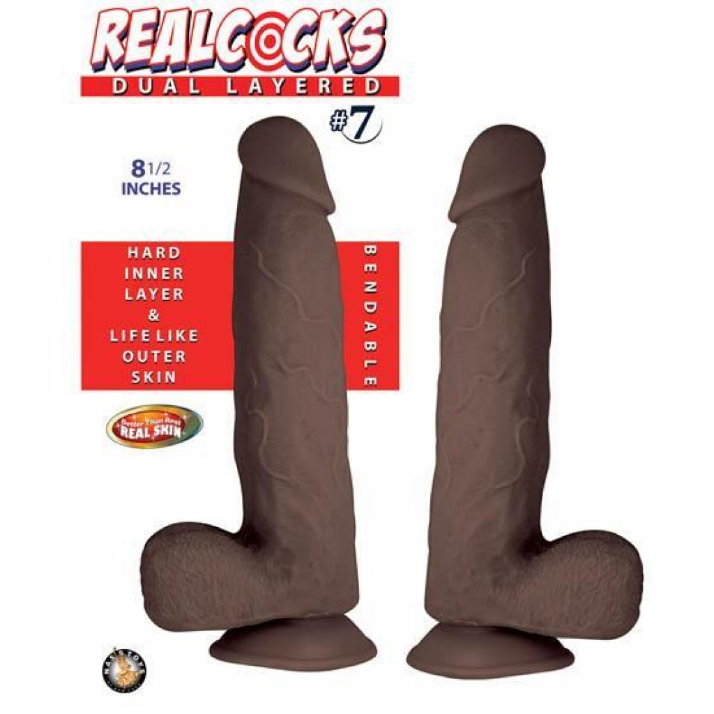 Real Cocks Dual Layered Dildo #7 - Dark Brown