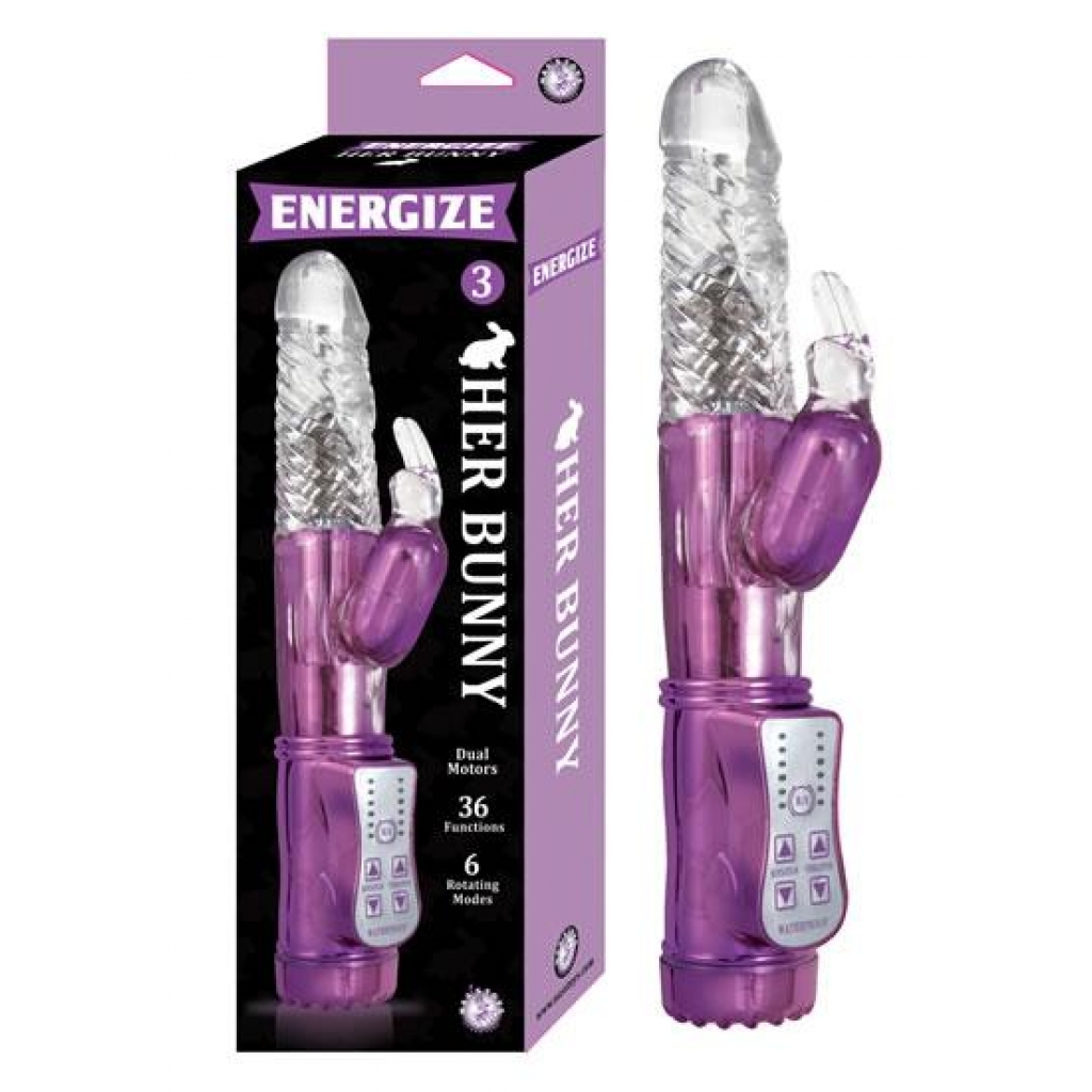 Energize Her Bunny 3 Purple Rabbit Vibrator - Nasstoys