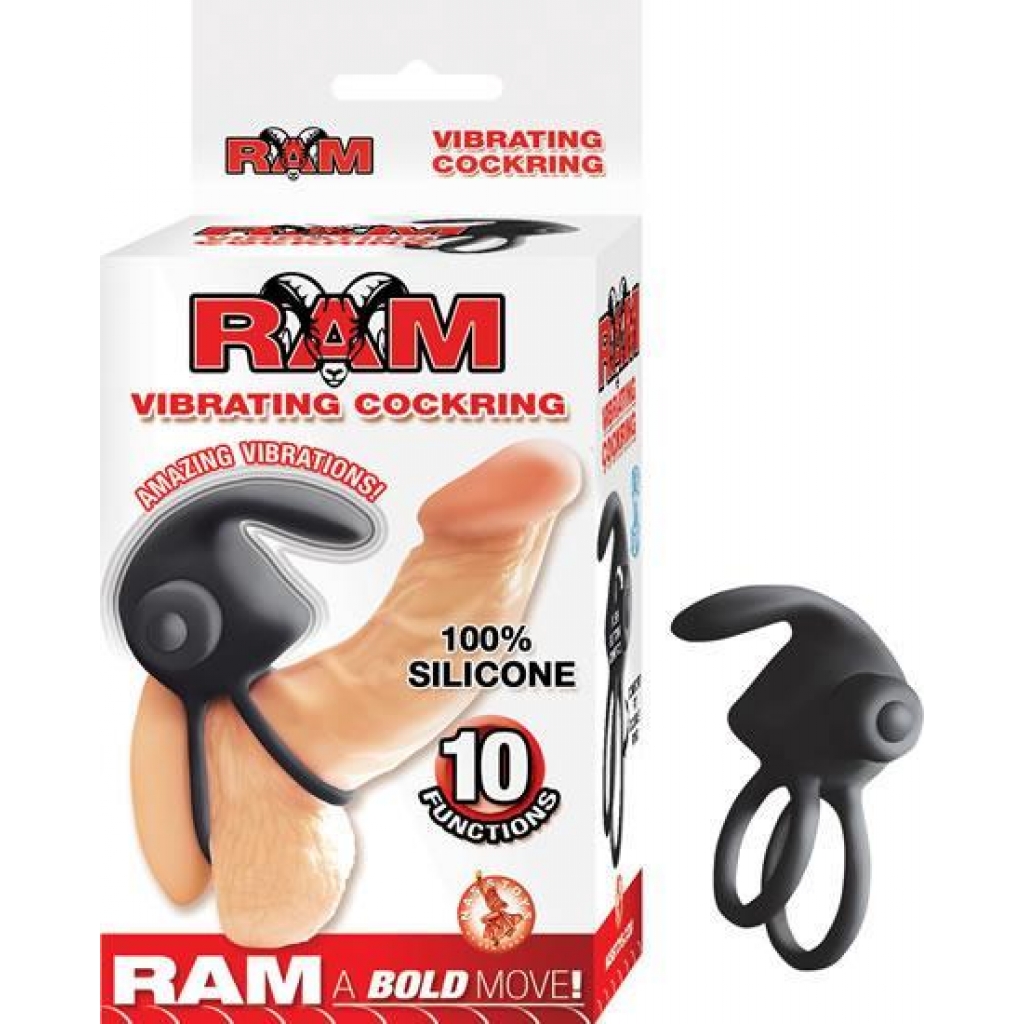 Ram Vibrating Cock Ring Black - Nasstoys