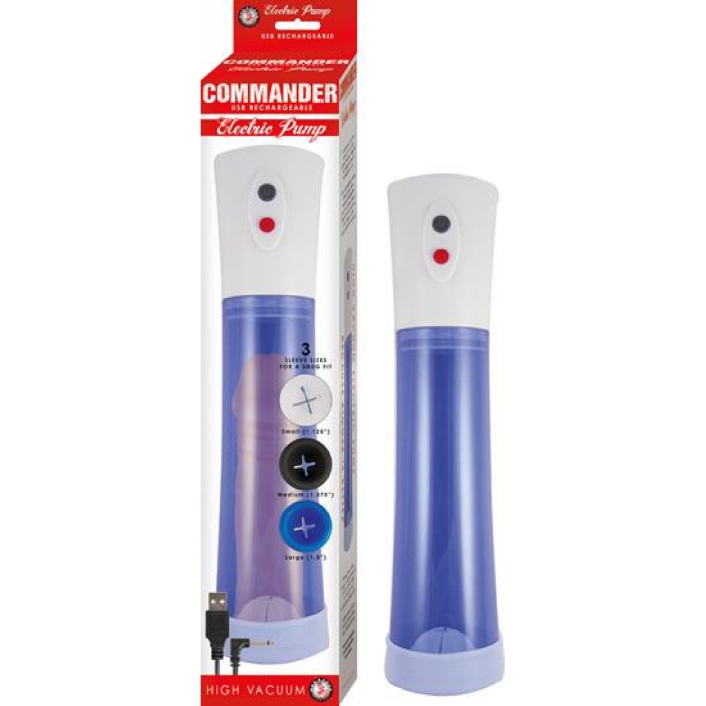 Commander Electric Penis Pump - Blue