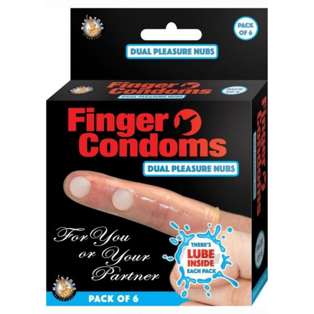 Finger Condoms Dual Pleasure Nubs 6 Per Box