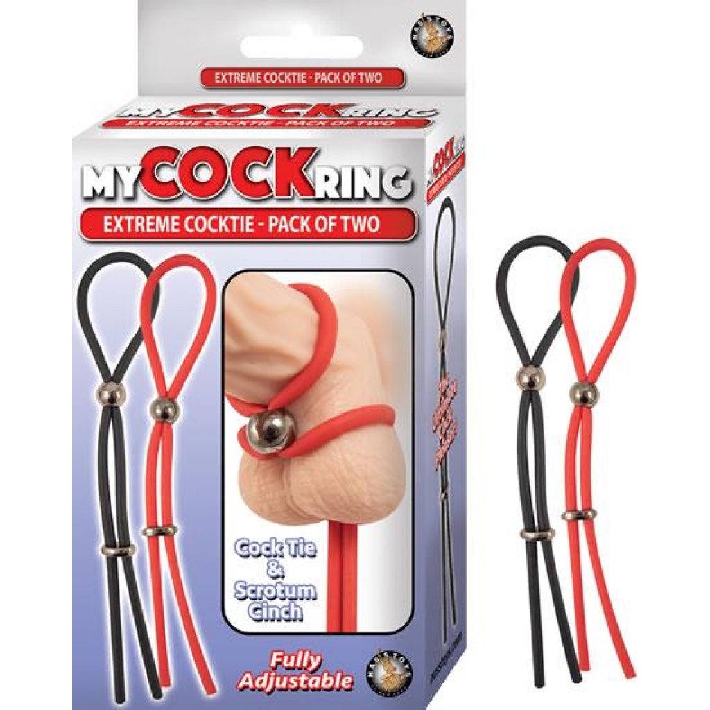 My Cockring Extreme Cocktie - 2 Pack in Black & Red