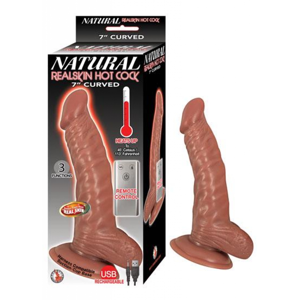 Natural Realskin Hot Cock Curved 7 inches Brown Dildo - Nasstoys