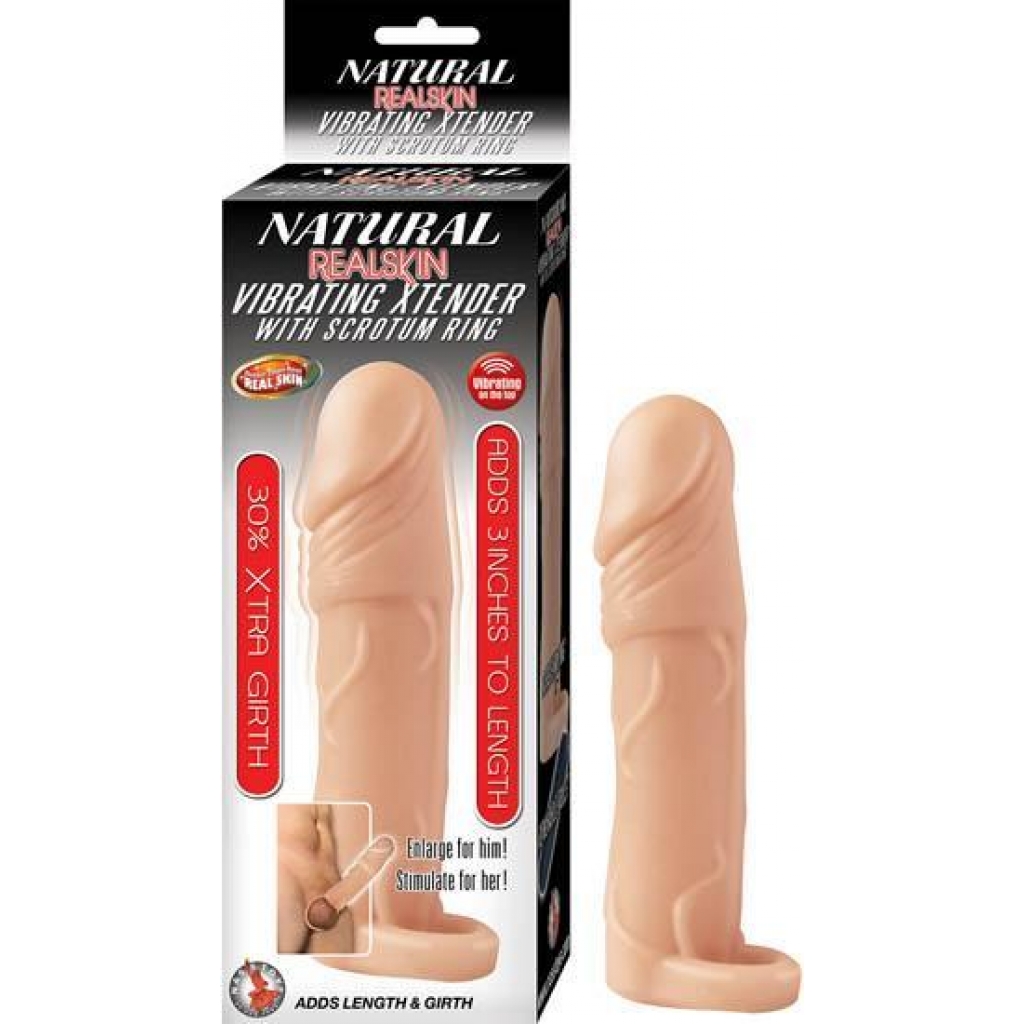 Natural Realskin Vibrating Xtender Scrotum Ring - Beige