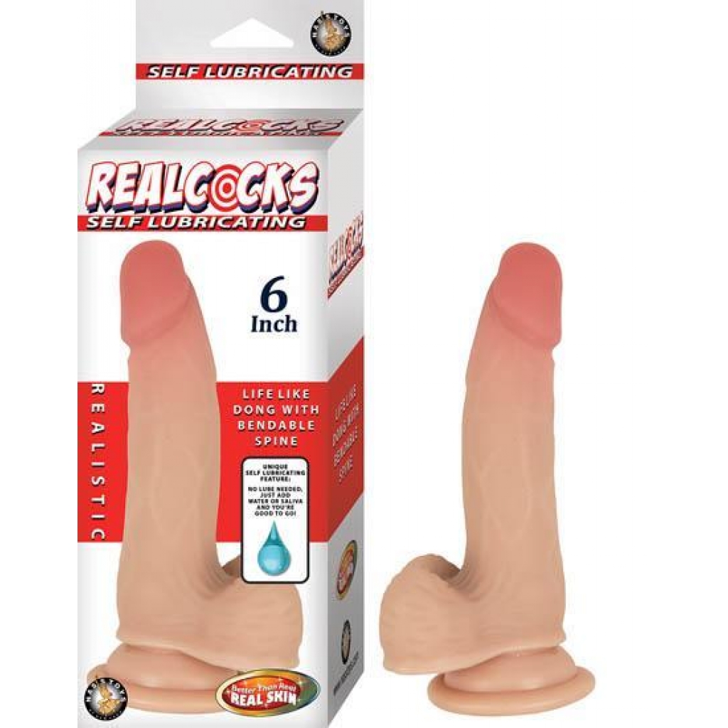 Realcocks Self-Lubricating Realistic Dildo - 6 Inches Beige