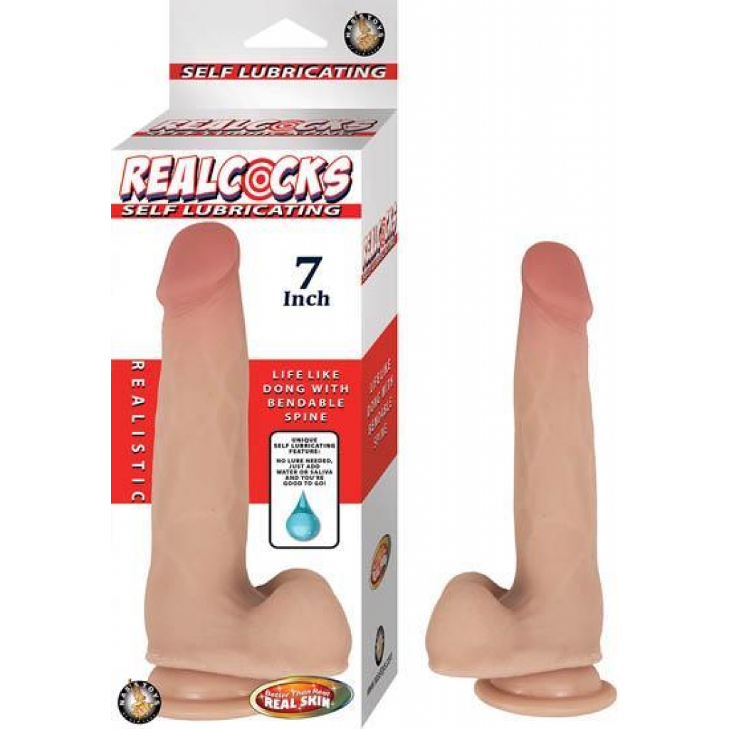 Self-Lubricating 7-inch Realistic Dildo - Beige