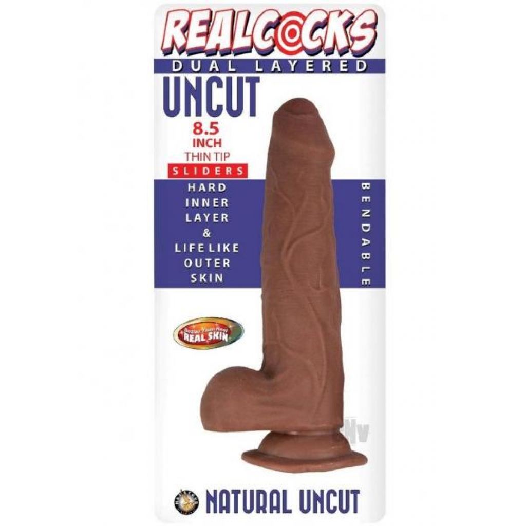 Realcocks Dual Layer Uncut Thin 8.5 Brn - Novelties By Nass-walk Inc