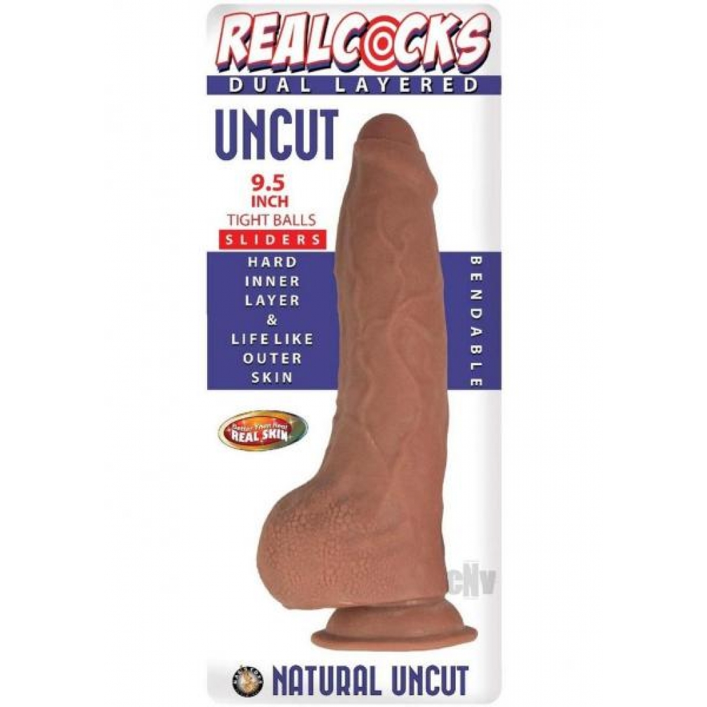 Realcocks Dual Layer Uncut Balls - 9.5 Inches - Brown