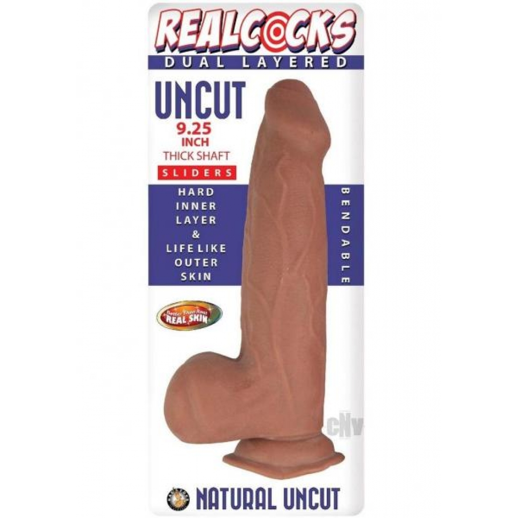 Realcocks Dual Layer Uncut Thk 9.25 Brn - Novelties By Nass-walk Inc