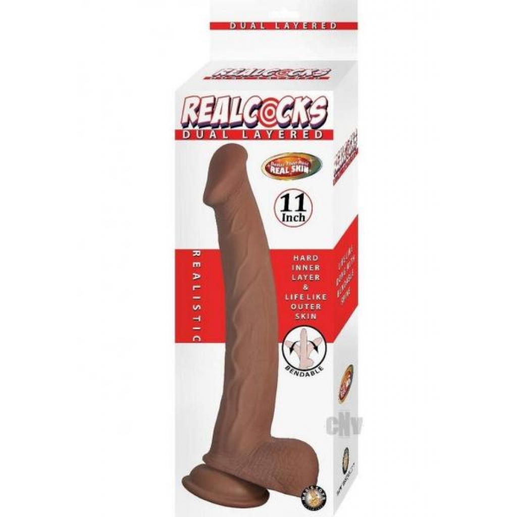 Realcocks Dual Layered 11 Brown - Novelties By Nass-walk Inc