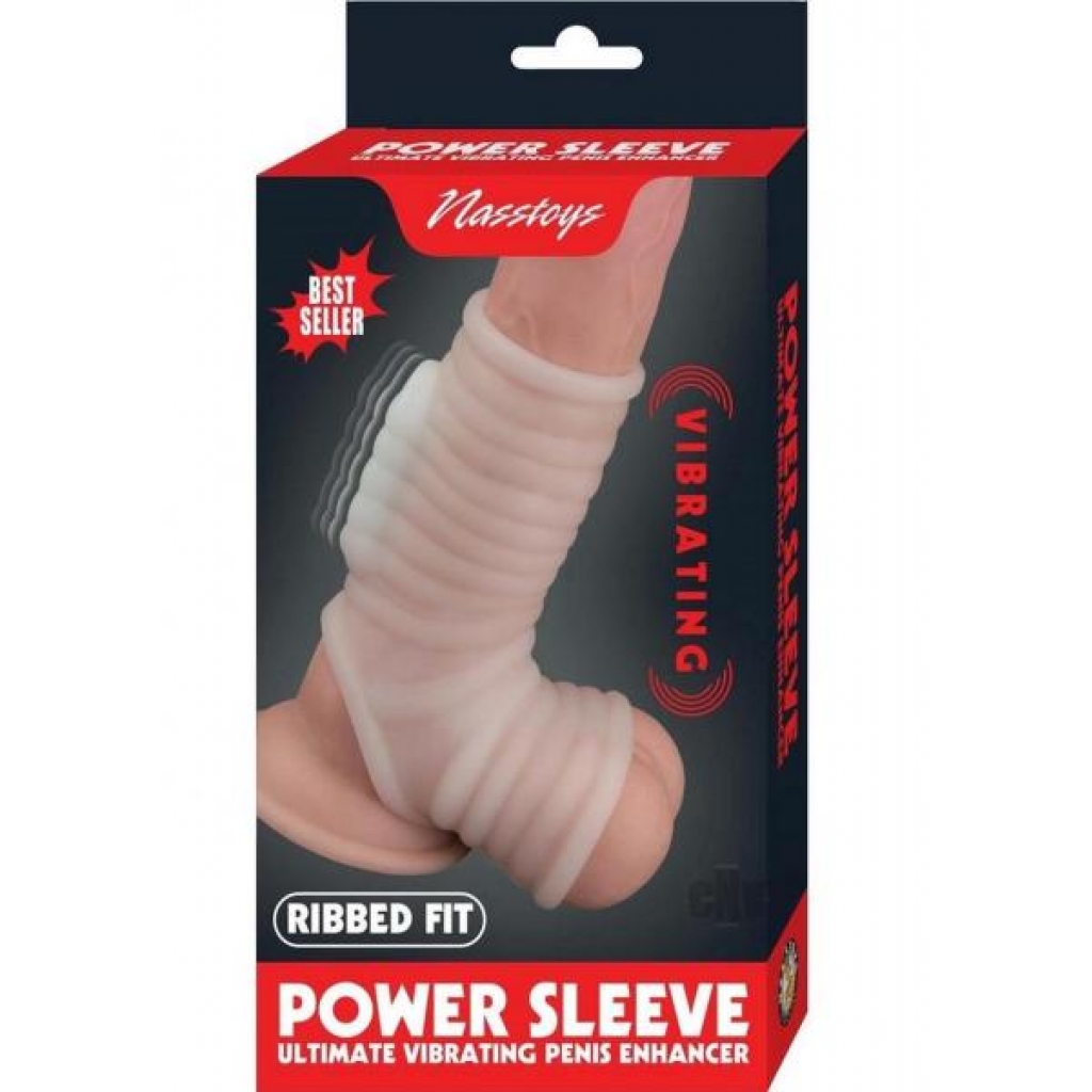 Vibrating Ribbed Fit Power Sleeve - White