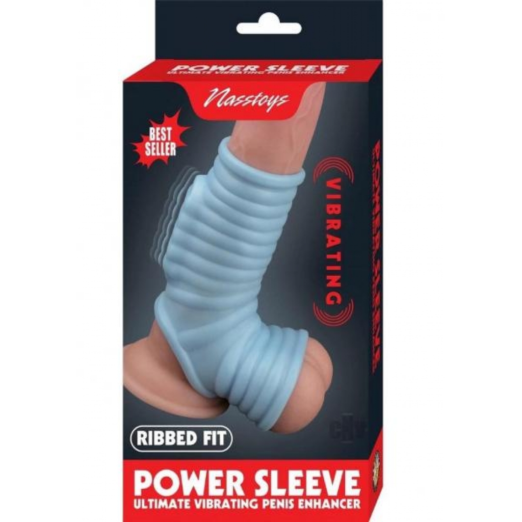 Vibrating Power Sleeve Ribbed Fit Blu - Novelties By Nass-walk Inc